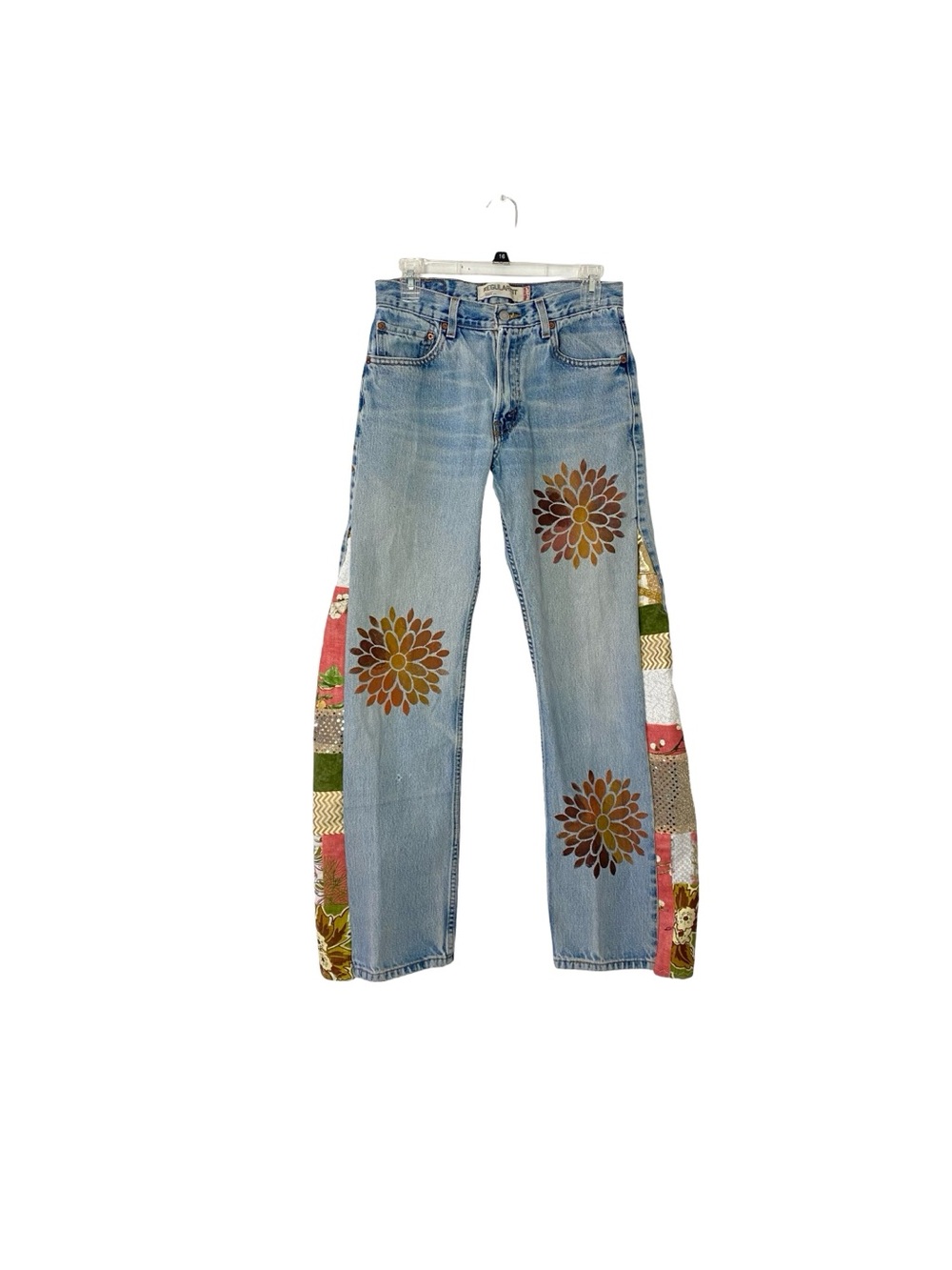 Upcycled Levi’s 505 Custom Jeans Waist 27 Womens Size 4 Small Levis OOAK Floral - Picture 15 of 15
